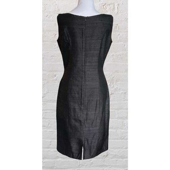 Karen Warren Black Sleeveless Raw Silk Cocktail Event Dress Sz 6 8 Wedding Guest - Picture 3 of 9